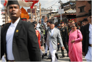 राष्ट्रपति पौडेलद्वारा इन्द्रजात्रा अवलोकन 