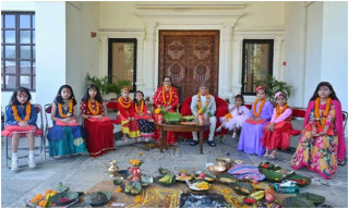 राष्ट्रपति पौडेलद्वारा नवकन्याको पूजा   