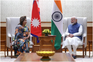 परराष्ट्रमन्त्री डा राणाद्वारा भारतीय प्रधानमन्त्री मोदीसँग शिष्टाचार भेट   