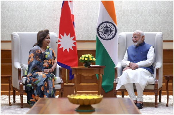 परराष्ट्रमन्त्री डा राणाद्वारा भारतीय प्रधानमन्त्री मोदीसँग शिष्टाचार भेट   