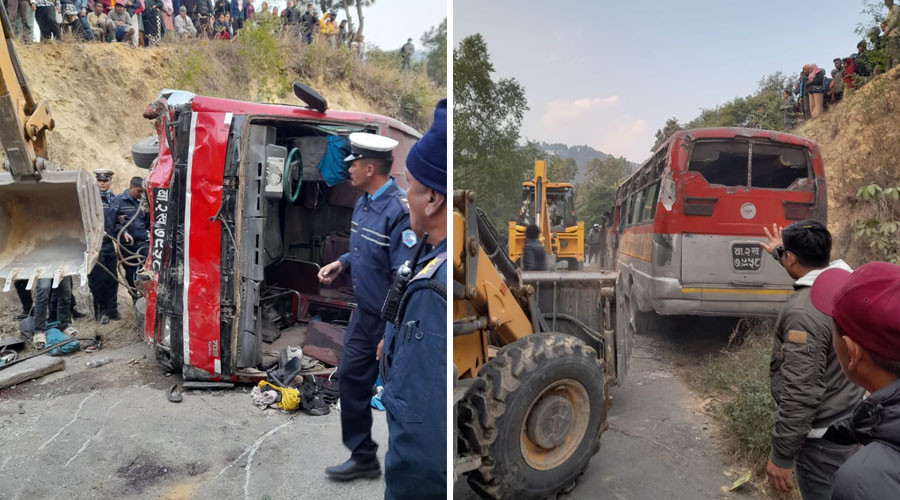 शंखरापुर स्कुल बस दुर्घटना : ३ जनाको मृत्यु, ४० घाइते