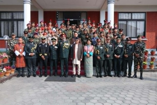प्रधानमन्त्रीसँग भारत, भूटान र माल्दिभ्सका एनसिसी भ्रमण दलका प्रतिनिधिको शिष्टाचार भेट